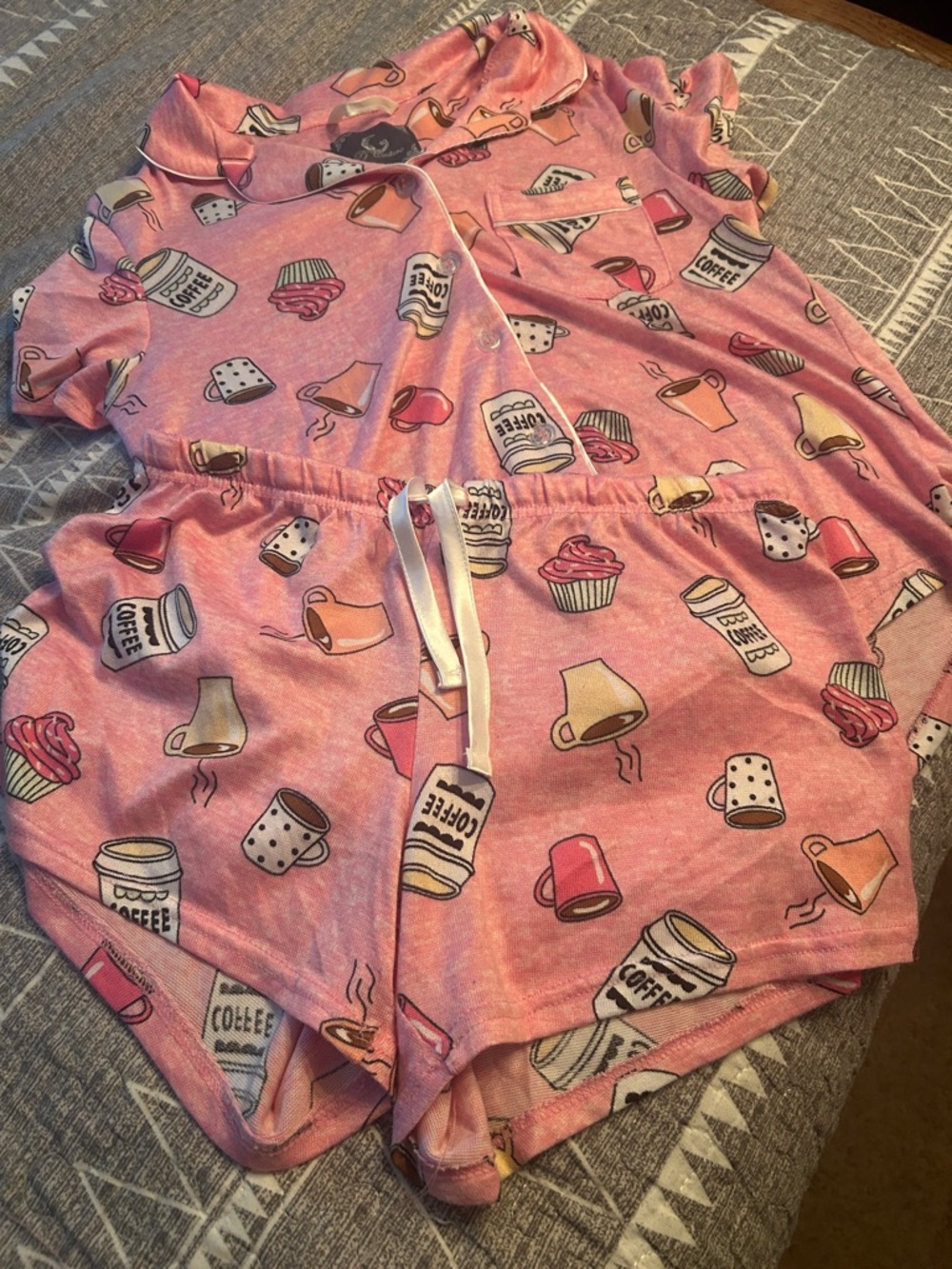 Pj Couture Pink Coffee & Cupcake Short Pajama Set